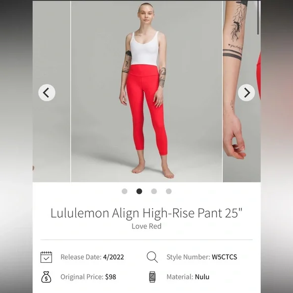 Lululemon Align High Rise Leggings in Love Red/Pink, 25” Inseam Length - Picture 2 of 6